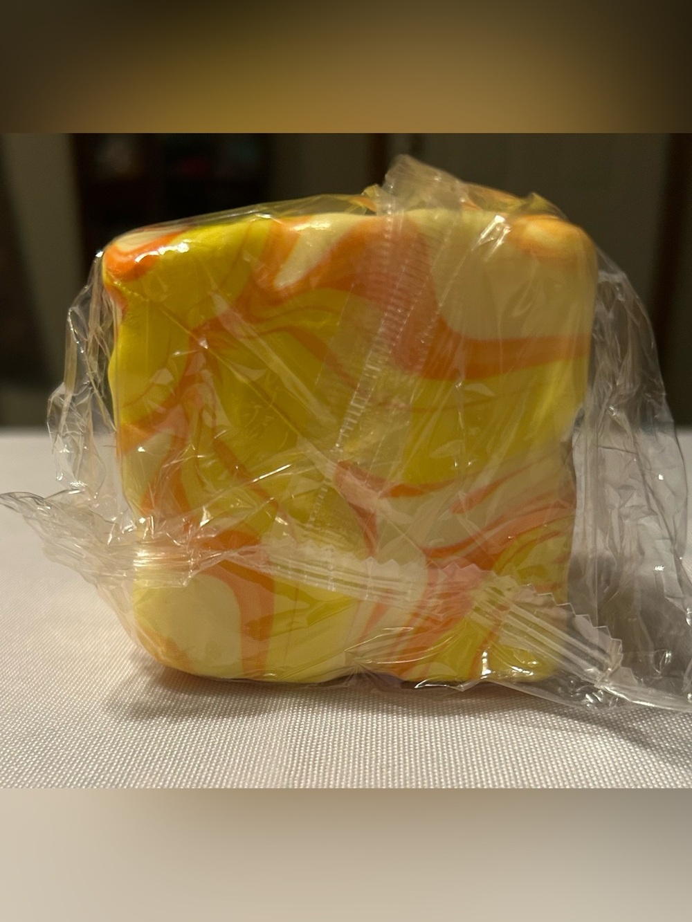 Marbled Yellow & Orange Cheese Squishy Cube